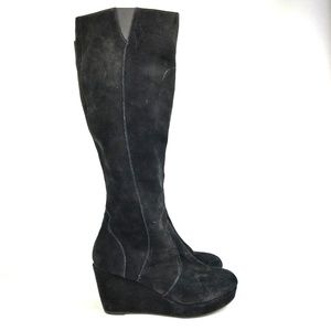 Steve Madden Ashleey Black Suede Knee High Wedge